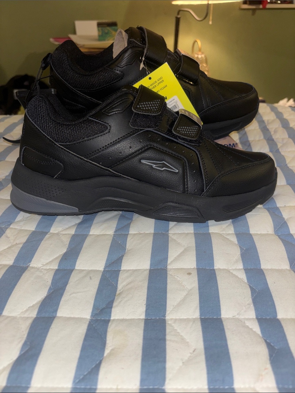 Avia Black and Gray Men's Athletic Velcro Sneakers